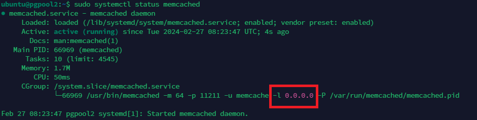 Khởi động lại Memcached