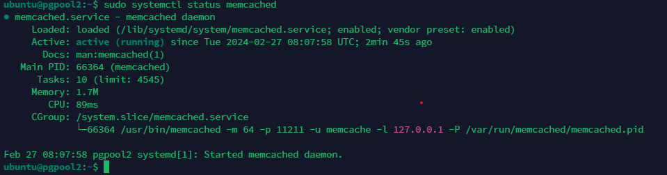 Checking the status of Memcached